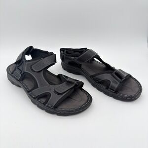 Arkbird Men's Leather Sport Sandals Size 13 Black Outdoor Comfort Velcro